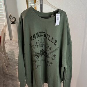 Nashville Graphic Green Sweater